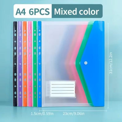 A4 LargeCapacity Expandable File Pocket LooseLeaf Button Folder With Label Tabs For School Home  Of 2