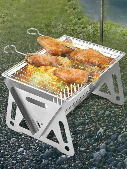 Portable Folding BBQ Grill for Camping, Barbecue Grill, Heating Stoves, Stainless Steel, Multifunction Stove