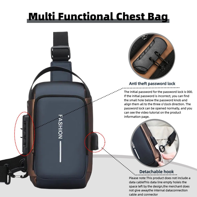 Stylish Motorcycle Crossbody Chest Pack Durable Oxford Fabric Mens Sling Bag With Zip Closure And P 3