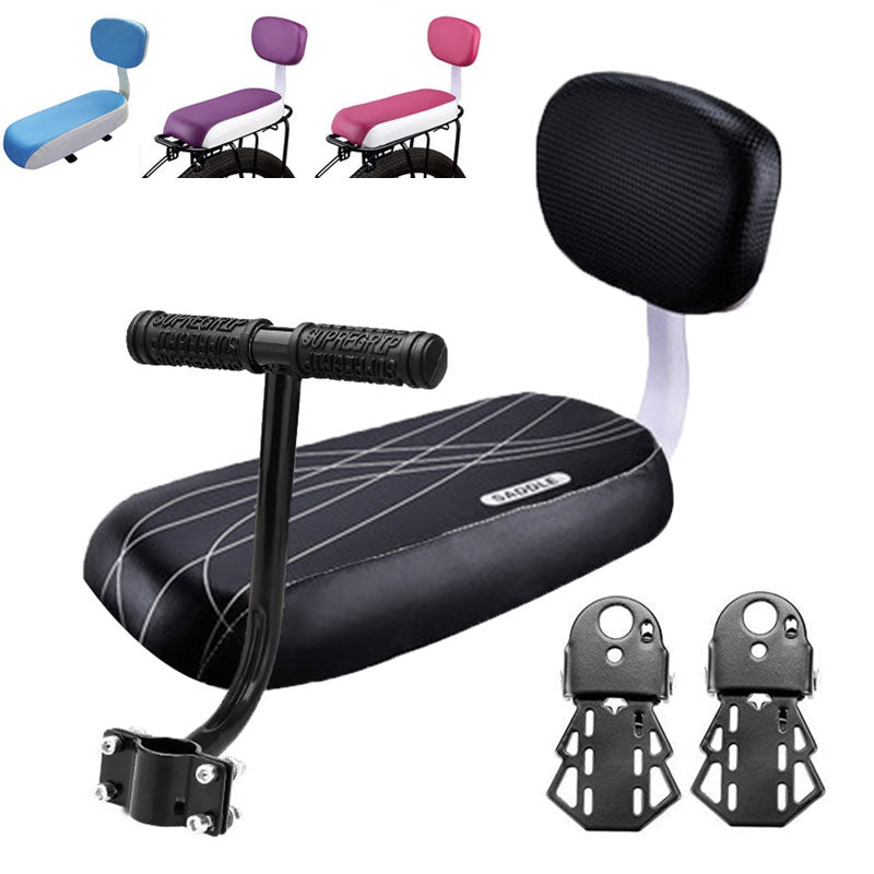 Children Seat With Back Rest Bicycle Back Seat Bike PU Leather Soft Cushion Rear Rack Water Resista 1