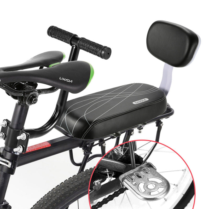 Children Seat With Back Rest Bicycle Back Seat Bike PU Leather Soft Cushion Rear Rack Water Resista 3
