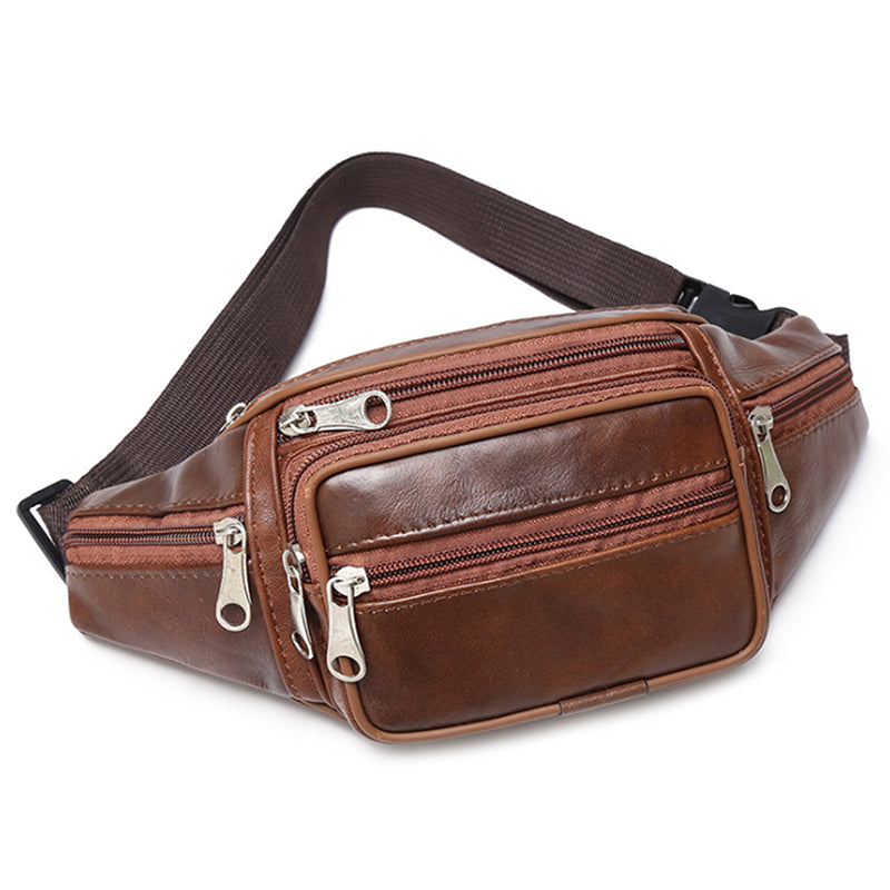 Waist Belt Bag Male, Fashionable PU Leather Fanny Pack, Luxury Shoulder Bags for Men