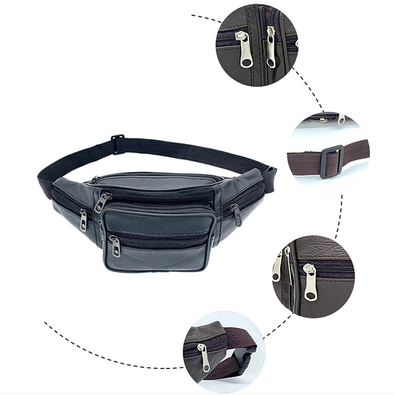 Waist Belt Bag Male, Fashionable PU Leather Fanny Pack, Luxury Shoulder Bags for Men