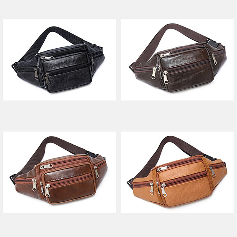 Waist Belt Bag Male, Fashionable PU Leather Fanny Pack, Luxury Shoulder Bags for Men