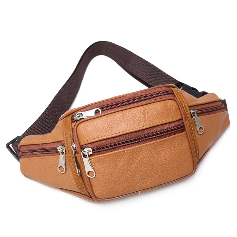 Waist Belt Bag Male, Fashionable PU Leather Fanny Pack, Luxury Shoulder Bags for Men