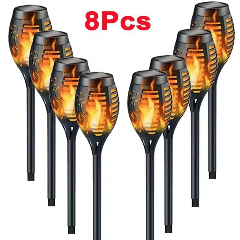Solar Flame Torch Landscape Lights  Waterproof Flickering Outdoor Path  Garden Lamps 1