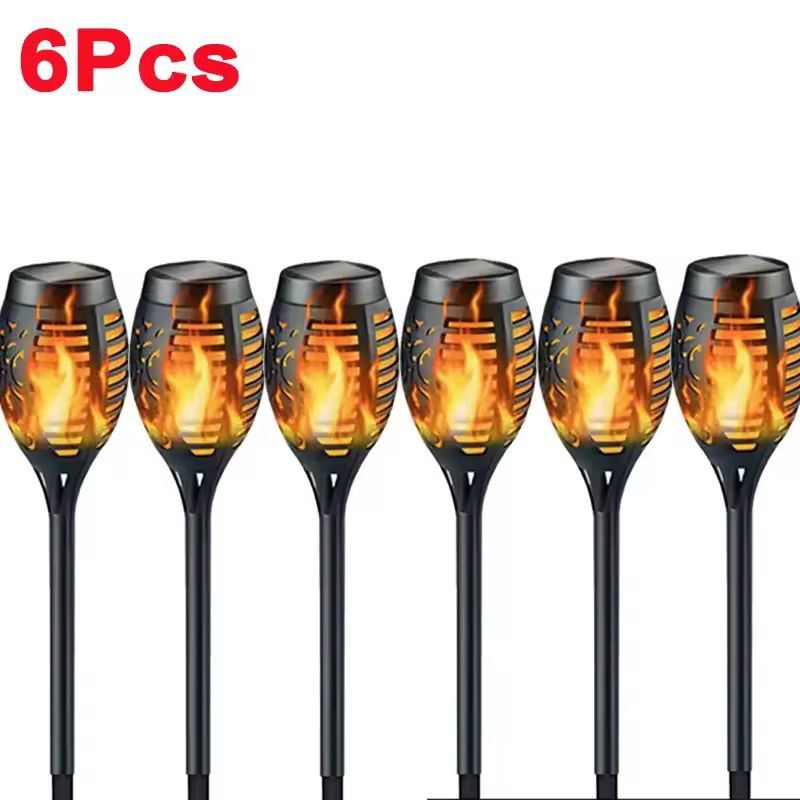 Solar Flame Torch Landscape Lights  Waterproof Flickering Outdoor Path  Garden Lamps 2