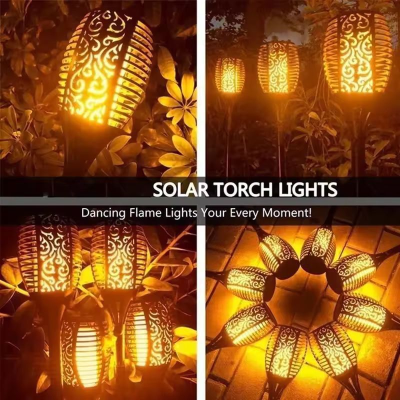 Solar Flame Torch Landscape Lights  Waterproof Flickering Outdoor Path  Garden Lamps 8