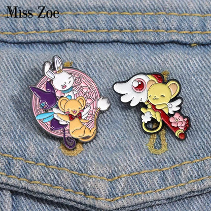 MINISO Magical Girl Enamel Pins Cute Bunny And Bear Lapel Brooch Gift Set 1