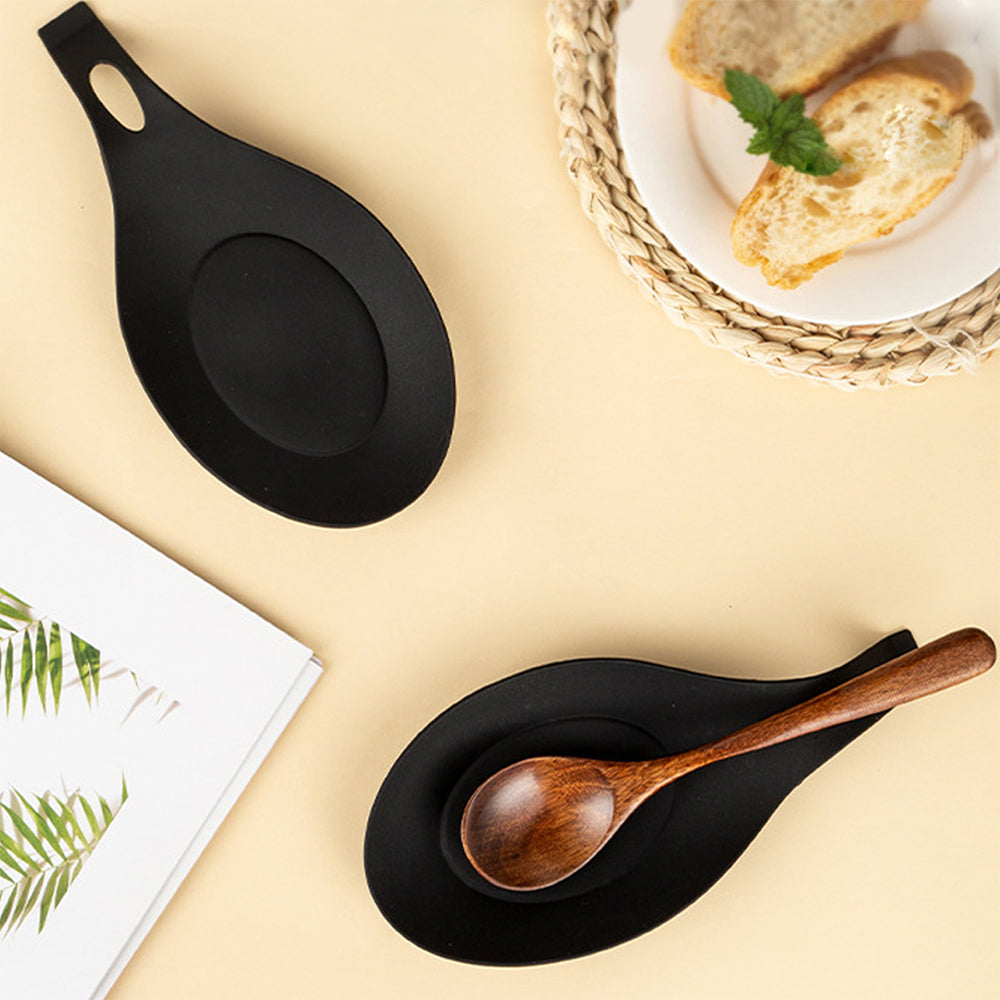Heat Resistant Silicone Spoon Rest Spatula Holder, Utensil Placemat Tray for Kitchen Tools