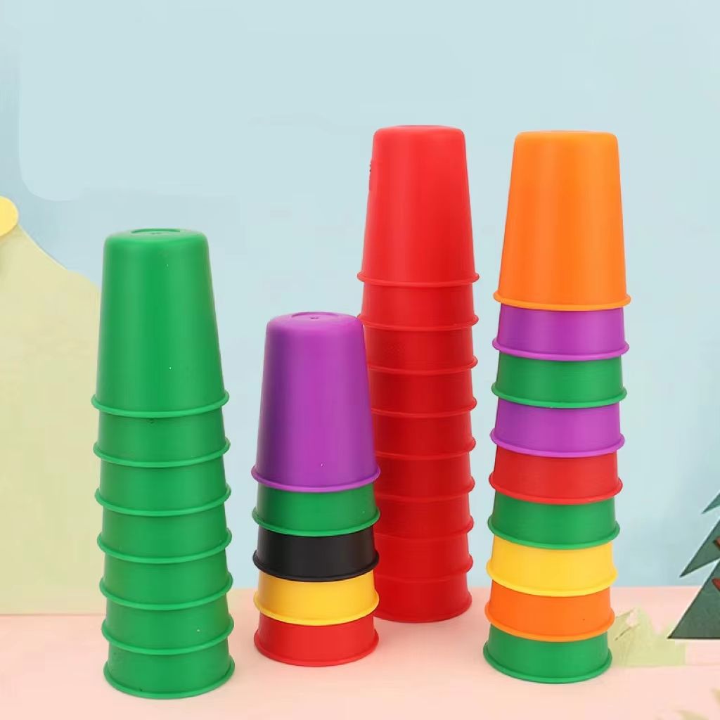 Montessori Mini Stack Cup Color Matching Game With Cards 1