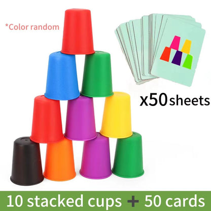 Montessori Mini Stack Cup Color Matching Game With Cards 5
