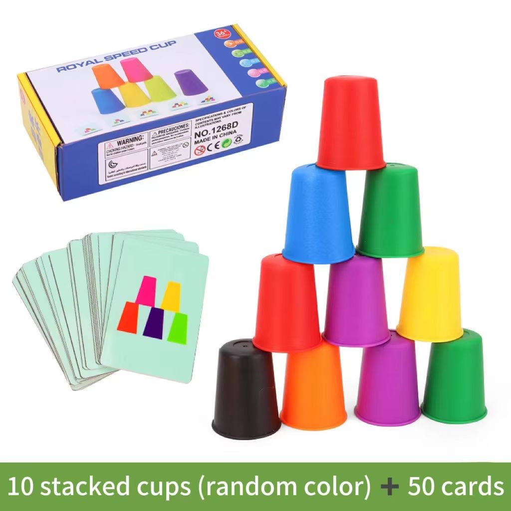 Montessori Mini Stack Cup Color Matching Game With Cards 6