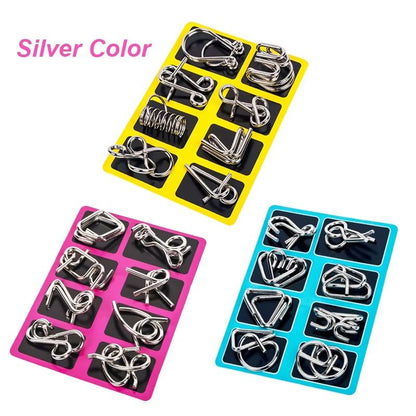 Metal Wire Puzzle Set  8Piece Montessori Style IQ Brain Teaser For Kids  Adults 4