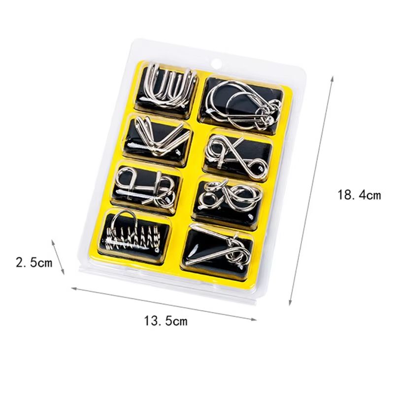 Metal Wire Puzzle Set  8Piece Montessori Style IQ Brain Teaser For Kids  Adults 5