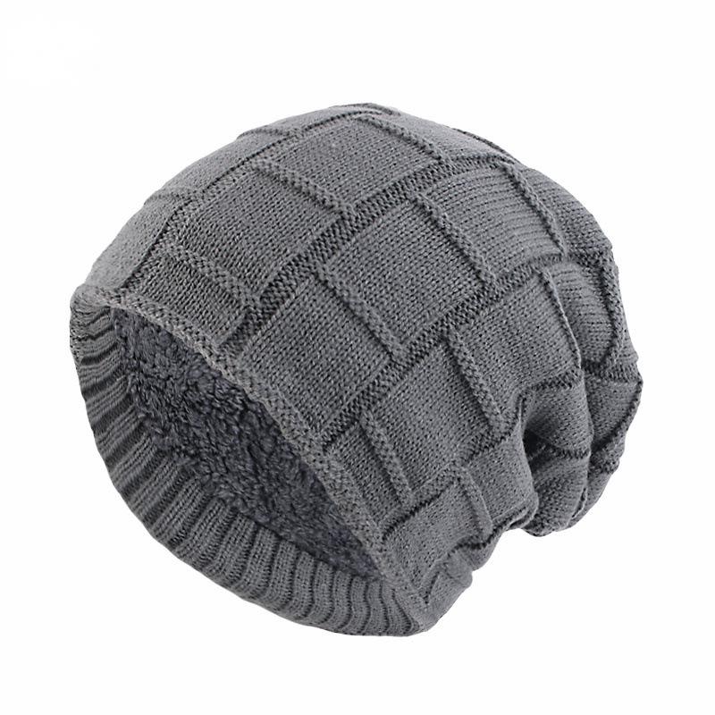 Unisex Winter Beanie Knitted Velvet Inner Lining Keepwarm Skullcap 2