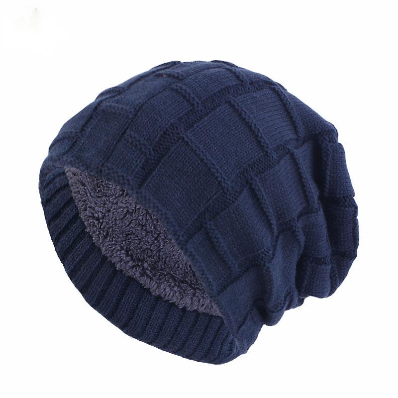 Unisex Winter Beanie Knitted Velvet Inner Lining Keepwarm Skullcap 3