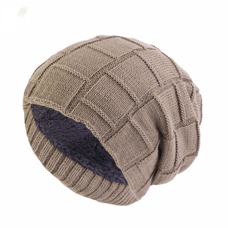 Unisex Winter Beanie, Knitted Velvet Inner Lining Keepwarm Skullcap
