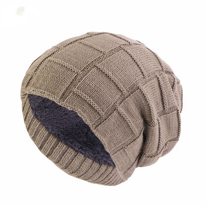 Unisex Winter Beanie, Knitted Velvet Inner Lining Keepwarm Skullcap