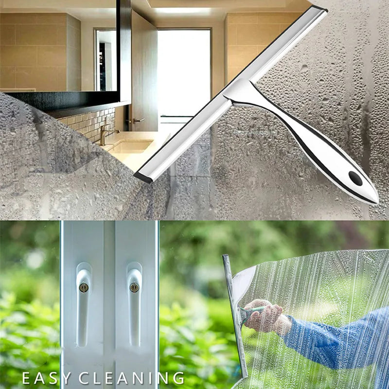 Stainless Steel Shower Squeegee With Hooks For Bathroom And Glass Cleaning Tool 4