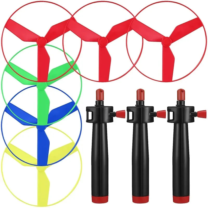 Outdoor Kids Fun Game Sports, Flying Disc Propeller Helicopter Toy, Pull String Flying Spin Top for Children
