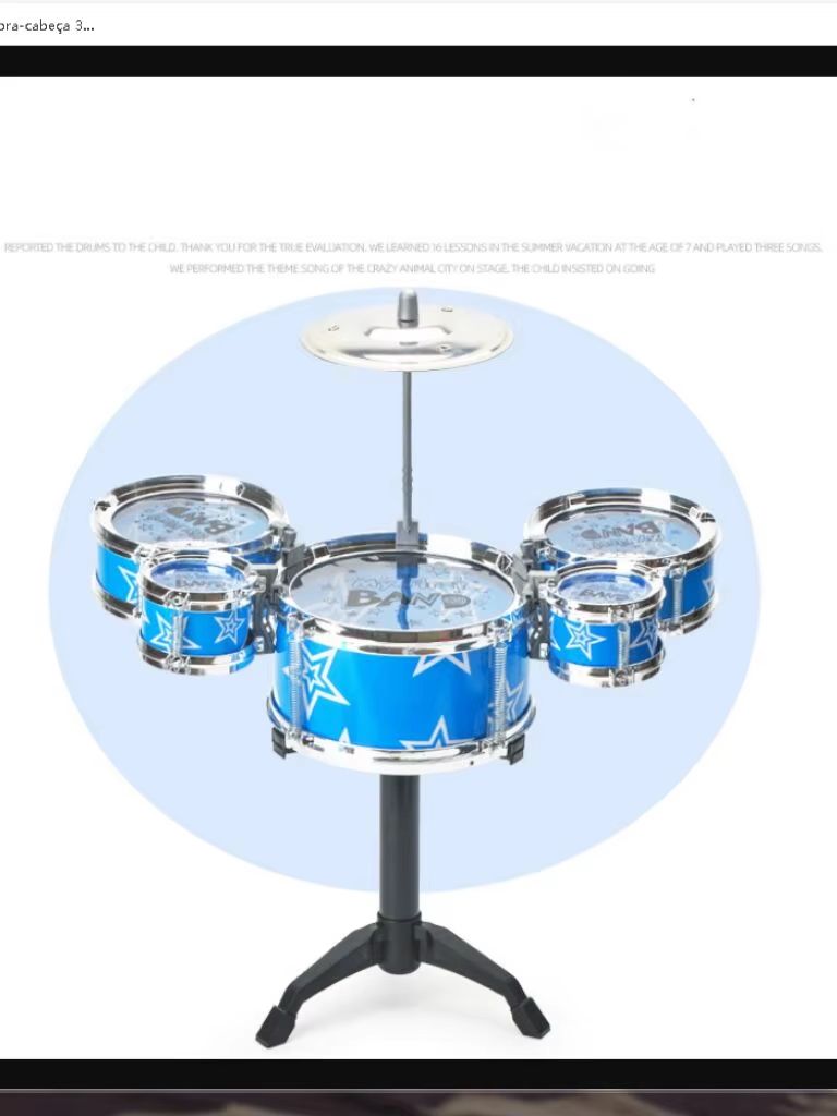Child Beginner Drum Set Toy  Dynamic Jazz Percussion Instrument For Kids 5