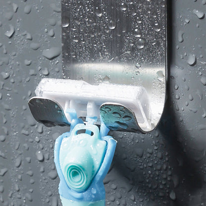 Wall Adhesive Shaving Shelf, Stainless Steel Razor Hook, Shaver Storage Holder for Bathroom & Kitchen Organizer