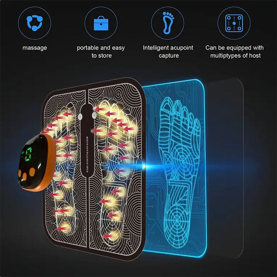 Back Massager & Legs Massager Pad, EMS Foot Massager for Muscle Relaxation, LCD Display Screen with Remote Control