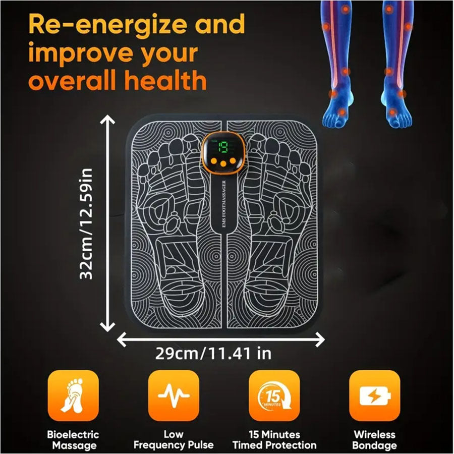 Back Massager & Legs Massager Pad, EMS Foot Massager for Muscle Relaxation, LCD Display Screen with Remote Control