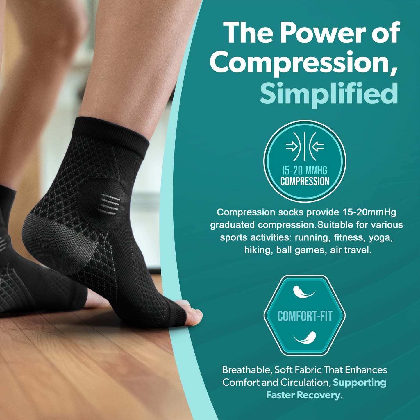Compression Foot Sleeves With Arch Support Ankle Compression Socks OpenToe Neuropathy Socks 1