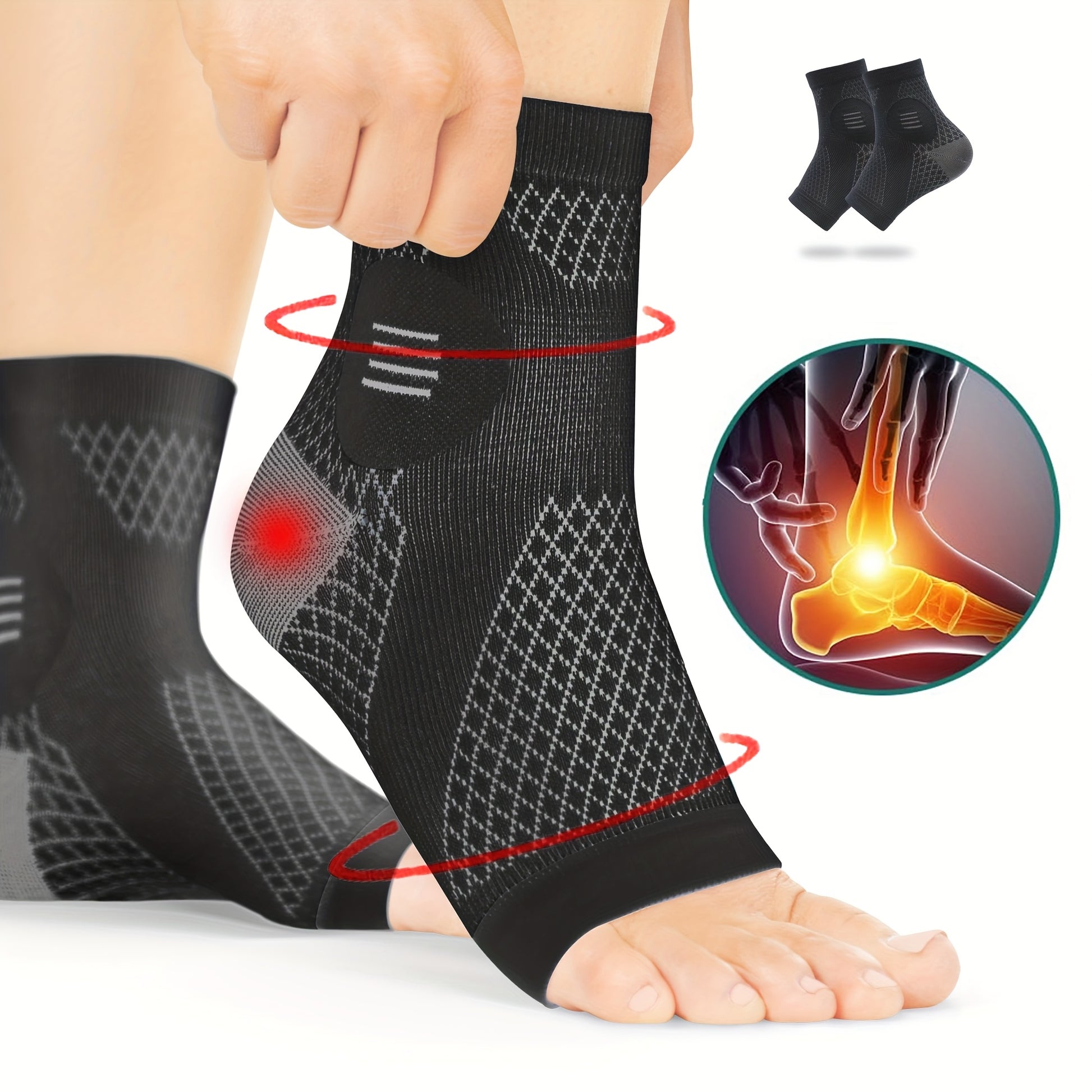 Compression Foot Sleeves with Arch Support, Ankle Compression Socks, Open-Toe Neuropathy Socks