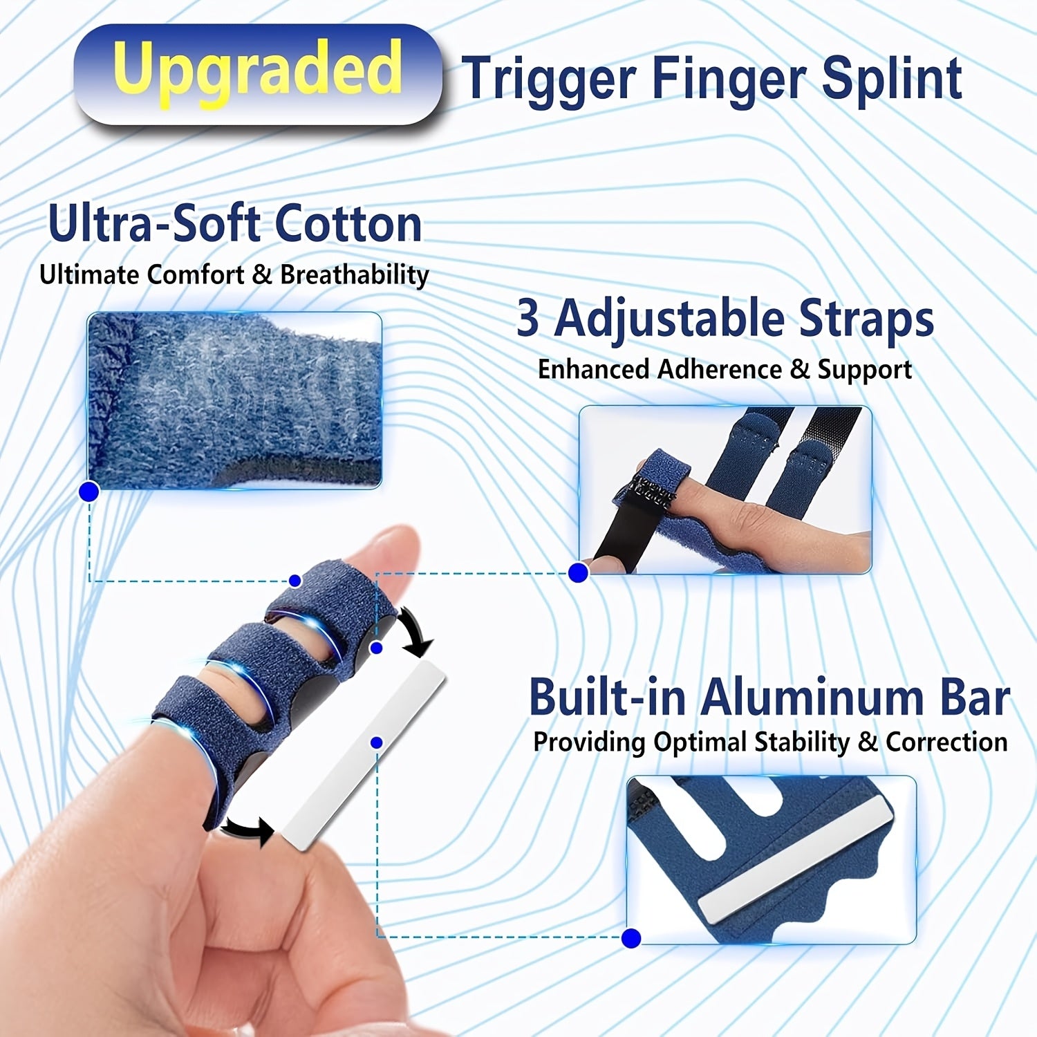 Trigger Finger Splint With Adjustable Fixing Belt Finger Straightener For Thumb Index Ring Pinky Mi 1