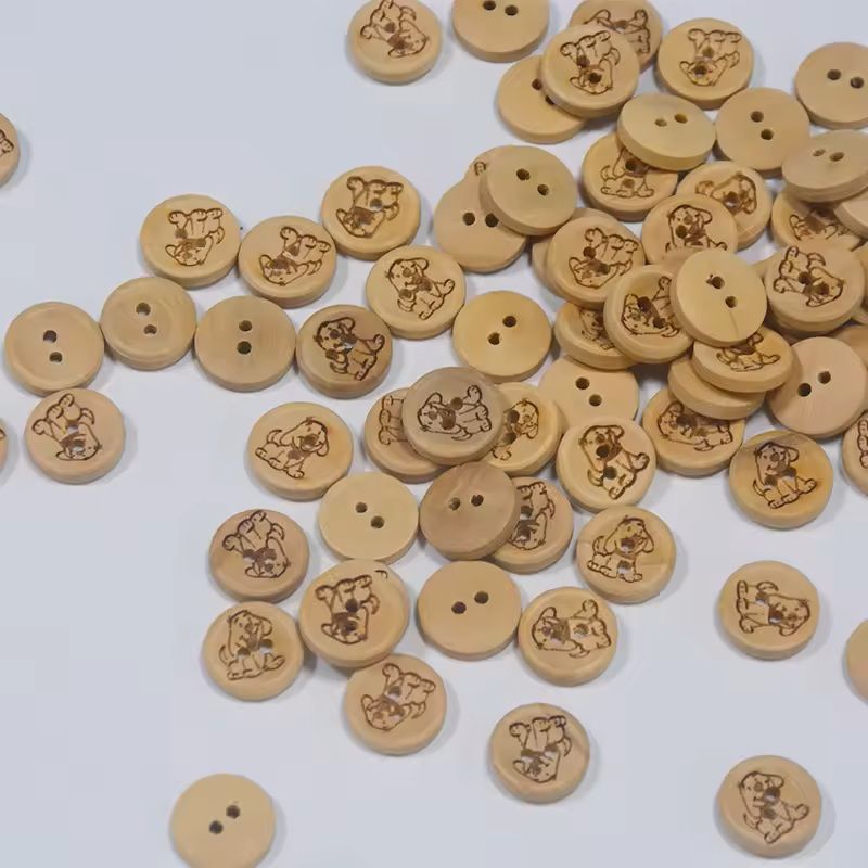 50 Pcs Natural Wooden 2Hole Buttons Decorative Sewing Buttons For Clothes DIY Handmade Craft Access 4