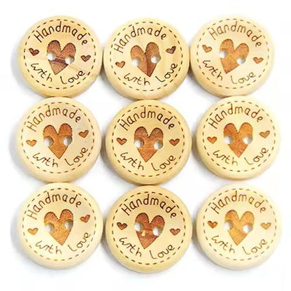 50 Pcs Natural Wooden 2Hole Buttons Decorative Sewing Buttons For Clothes DIY Handmade Craft Access 7