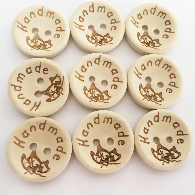 50 Pcs Natural Wooden 2Hole Buttons Decorative Sewing Buttons For Clothes DIY Handmade Craft Access 9