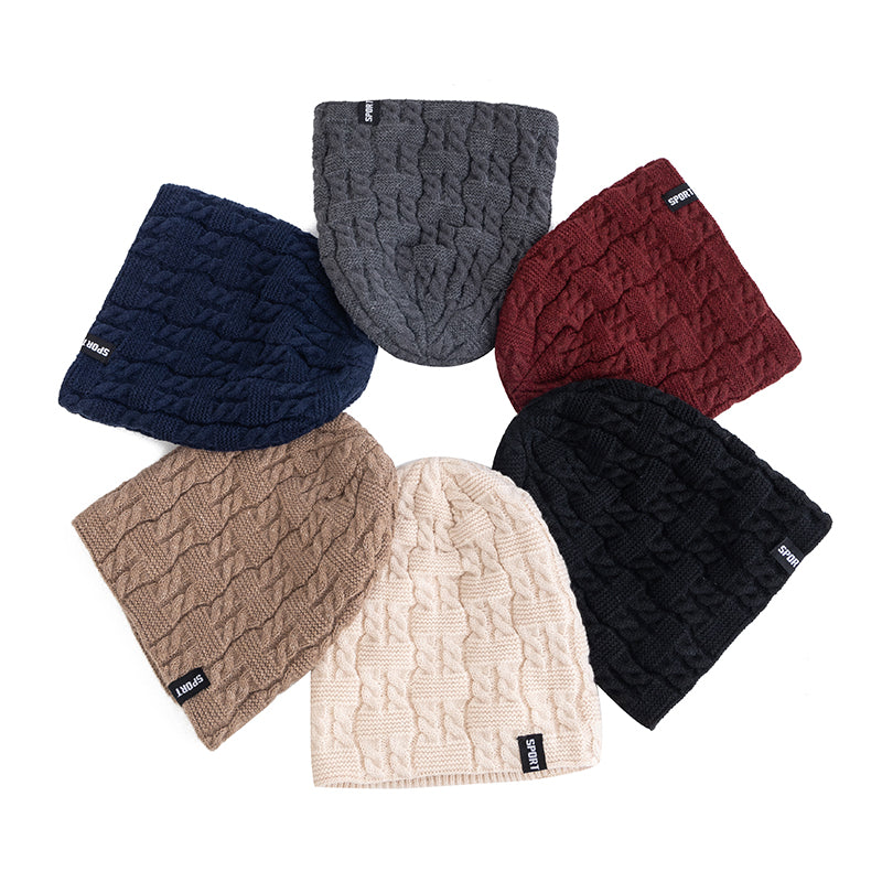 Warm Knitted Hats For Women Casual Fleece Lined Beanie Sports Label Winter Hat Warm Knitted Hats 4