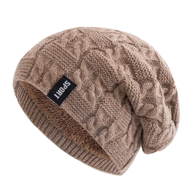 Warm Knitted Hats For Women Casual Fleece Lined Beanie Sports Label Winter Hat Warm Knitted Hats 7
