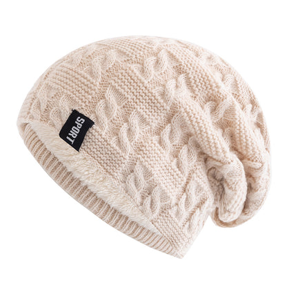 Warm Knitted Hats For Women Casual Fleece Lined Beanie Sports Label Winter Hat Warm Knitted Hats 8