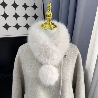 Winter Fox Fur Scarf Thickened Real Scarf For Women Fluffy Neck Warmer Fluffy Shawls Female Coat Co 3