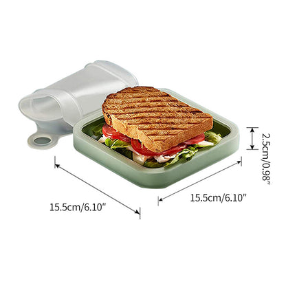 Portable Silicone Sandwich, Toast Bento Box With Handle, Snack Box, Food Container for Office Worker, Student Lunch Box