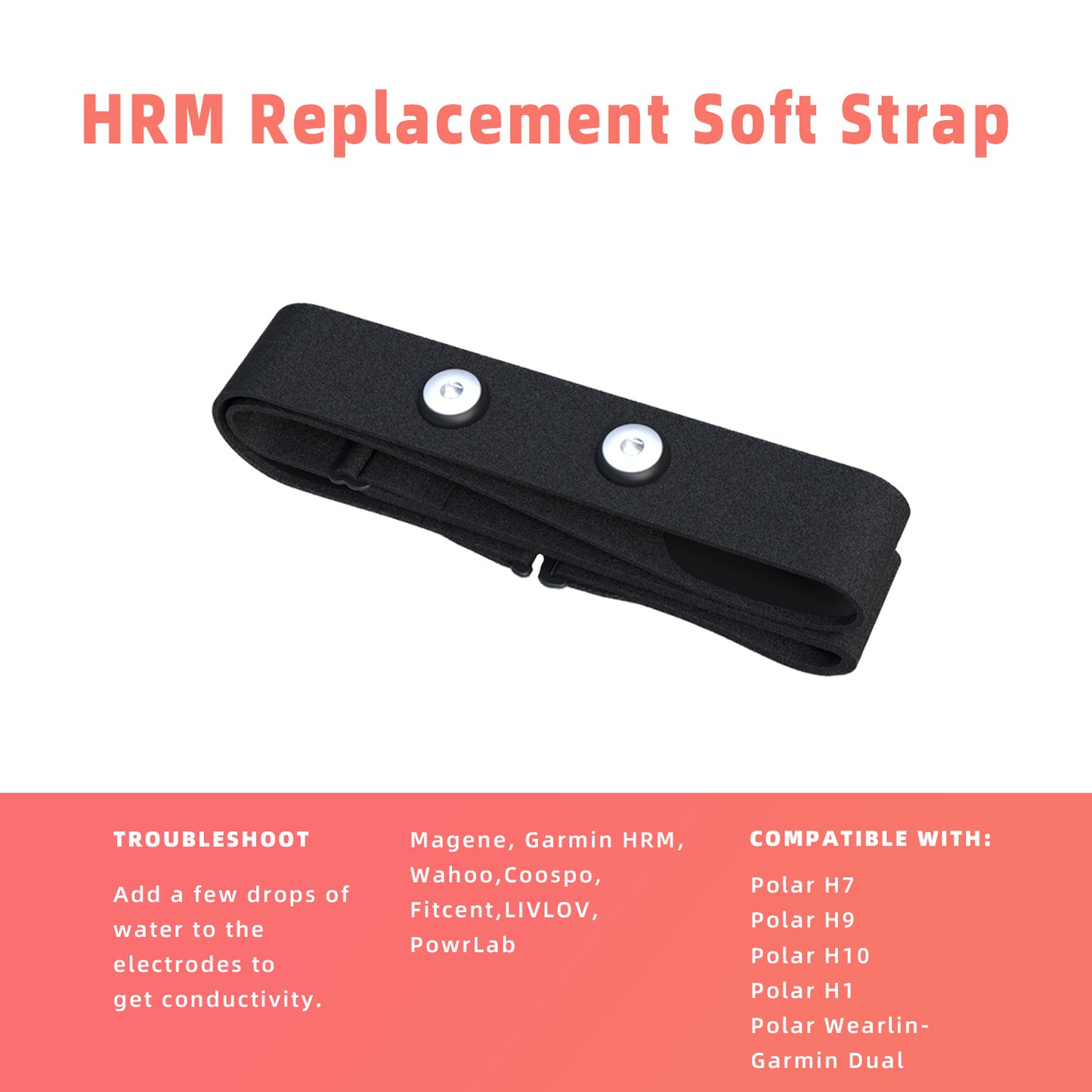 Heart Rate Monitor Replacement Strap Compatible With Polar Wahoo Tick Garmin Magene Coospo Sensor B 2
