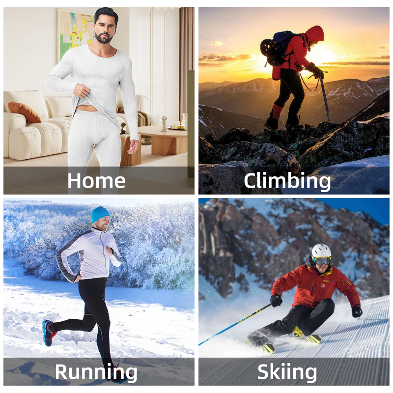 Mens Thermal Underwear Set Warm Winter Autumn Long Johns Round Neck Long Sleeve Soft Breathable Bas 2