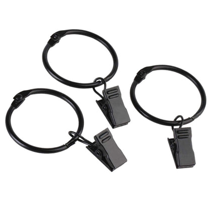 Black Curtain Hooks Hangers, Metal Curtain Rings with Clips, Drapery Clips
