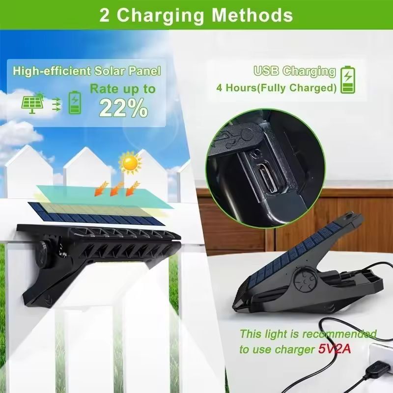 GardenClip 58 LED Solar Motion Light  ClipOn Outdoor Waterproof Fence Lamp 5