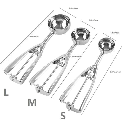 Stainless Steel Cookie Scoop with Trigger, Ice Cream Scoop for Fruit, Baking, Cupcake Dough
