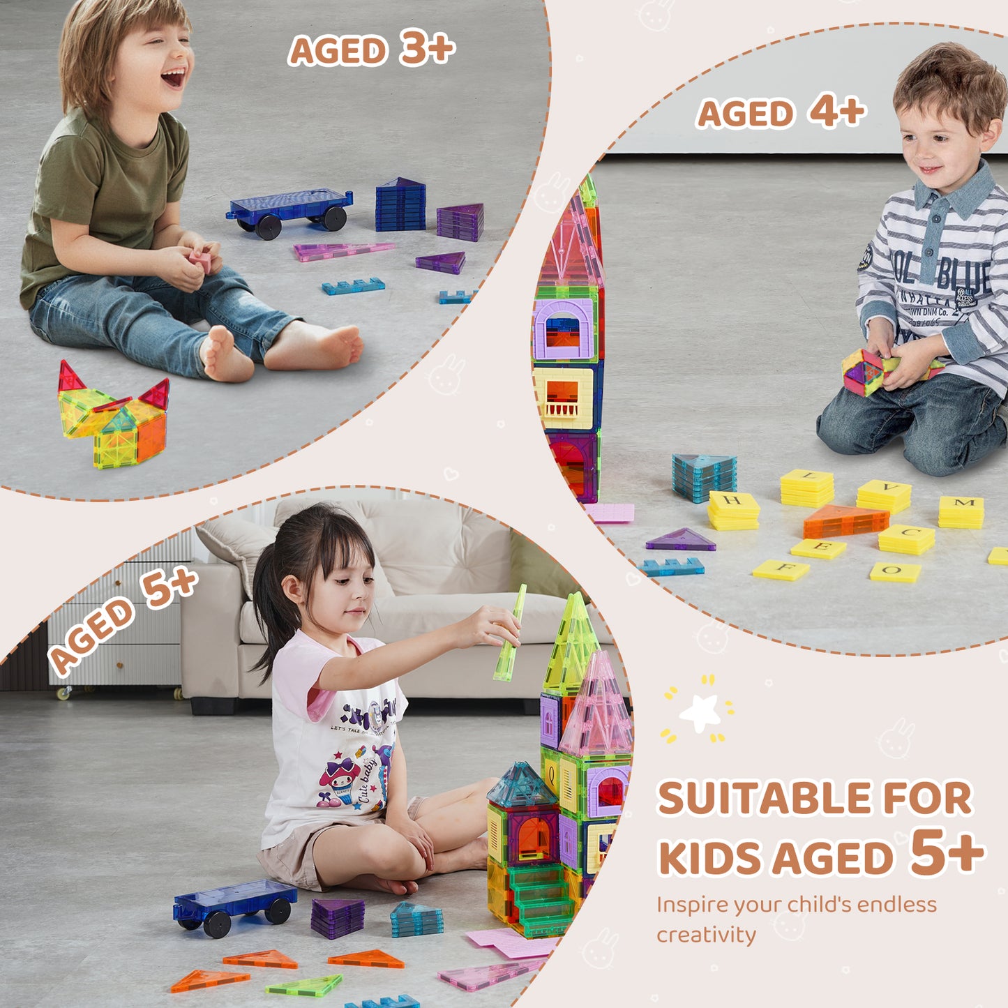 Construction Puzzle Magnetic Tiles Set By SucceBuy Montessori Toys For Boys Girls And Children 3