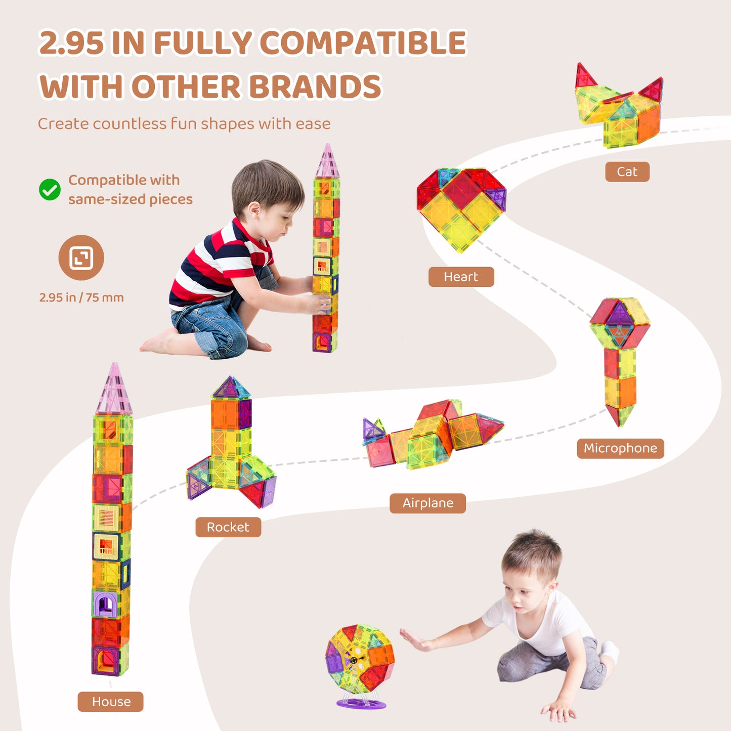 Construction Puzzle Magnetic Tiles Set By SucceBuy Montessori Toys For Boys Girls And Children 4