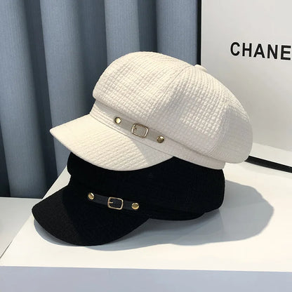 Winter Berets Female Retro Fashion Designer, Octagonal Newsboy Hat, Bonnets Hats for Women