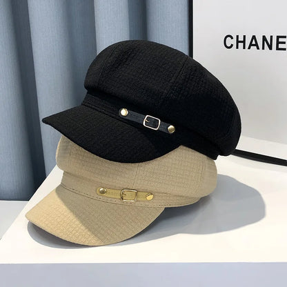 Winter Berets Female Retro Fashion Designer, Octagonal Newsboy Hat, Bonnets Hats for Women