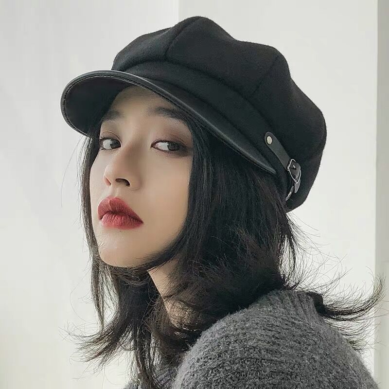 Versatile Korean Beret Hat, Women's Retro Fashionable Octagonal Classic Style Cap Classic Beret Hat Cap